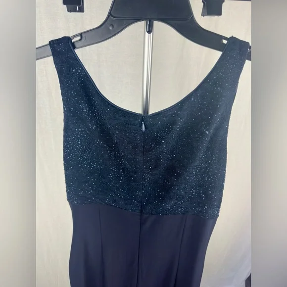 Alex Evenings Long Side Ruched Glitter Jacquard Knit Jersey Gown Size 6 NWT - Picture 16 of 16